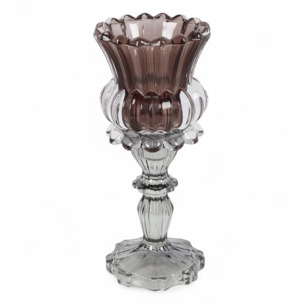 PORTACANDELA VETRO ANNEMARIE MARRONE H.11